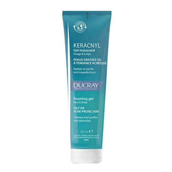 Ducray Keracnyl Gel Moussant 100 ml yüz temizleme jeli, yağlı ve akneye eğilimli ciltler için, sabunsuz köpüren jel- 1