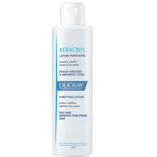 Ducray Keracnyl Losyon 200 ml yağlı ve sivilceye yatkın ciltler için arındırıcı matlaştırıcı gözenek sıkılaştırıcı durulamasız- 1