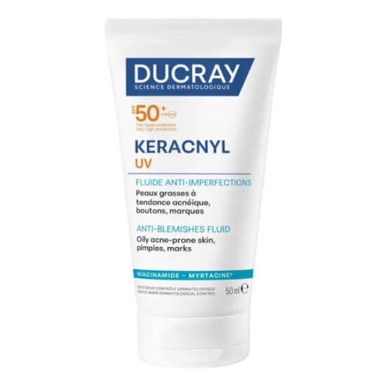 Ducray Keracnyl UV Fluide Anti Imperfections SPF 50 50 ml UVA UVB koruma Myrtacine ve Celastrol cilt kusuru karşıtı- 1
