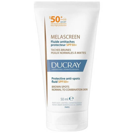Ducray Melascreen Anti Spot Fluid SPF 50 50 ml geniş spektrum UVB UVA mavi ışık koruma suya tere dayanıklı mat- 1