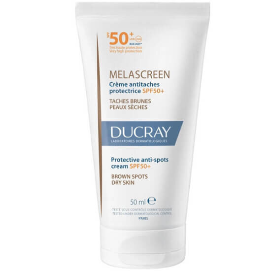 Ducray Melascreen leke karşıtı güneş kremi SPF50 50 ml UVB UVA mavi ışık koruma mat bitiş beyaz iz bırakmaz- 1