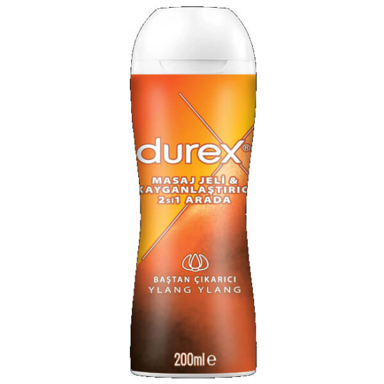 Durex Masaj Jeli ve Kayganlaştırıcı 200 ml Ylang Ylang aromalı, cilt temasına uygun, pratik kullanımlı jel şişesi- 1