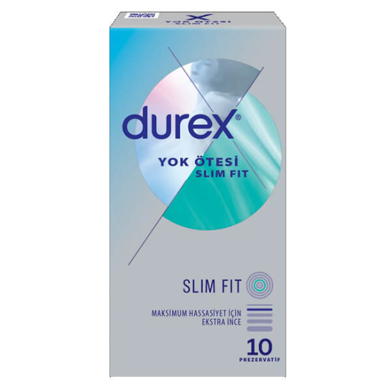 Durex Yok Ötesi Slim Fit prezervatif 10lu kutu ince uyum slim fit kondom 10 adet paket ürün görseli- 1