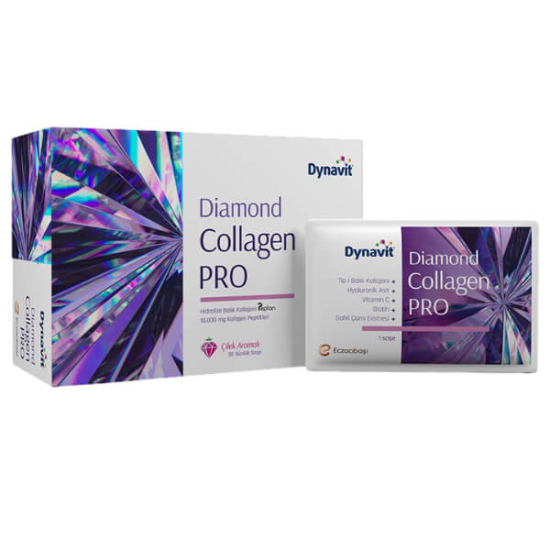 Dynavit Diamond NMN Collagen Pro 30 saşe kutu, Tip I-III 9500 mg Tip II 500 mg kollajen, NMN 50 mg resveratrol 50 mg- 1