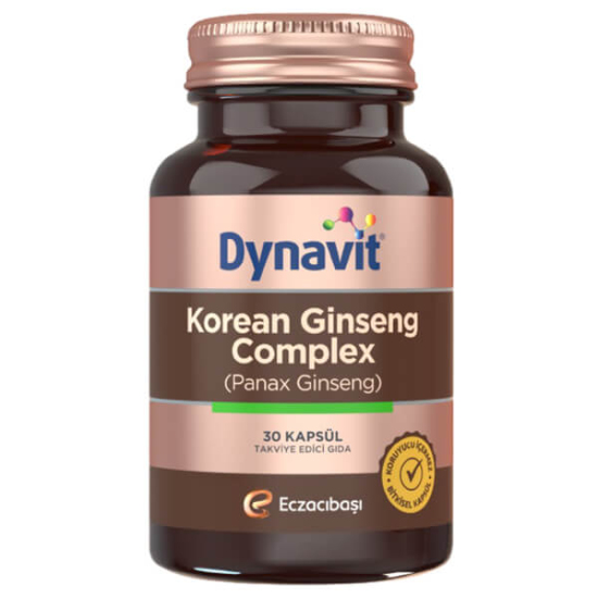 Dynavit Korean Ginseng Complex 30 kapsül bitkisel takviye kutusu ginseng 100 mg ginkgo 60 mg L Arjinin 181,4 mg- 1