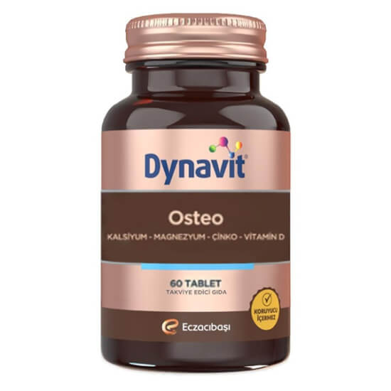 Dynavit Osteo 60 tablet kalsiyum 400 mg magnezyum 125 mg çinko 5 mg bor bakır selenyum ve D3 200 IU- 1
