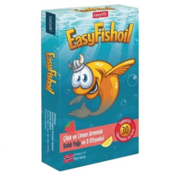 Easy Fish Oil Çocuk Çilek ve Limon Aromalı 30 Çiğneme Tableti - Easyvit - Easy Fish Oil
