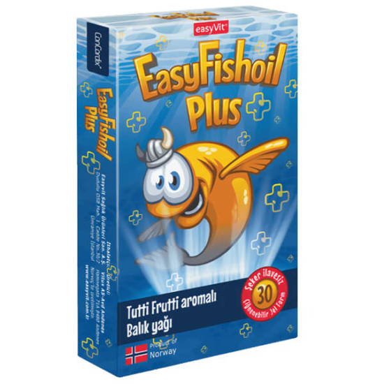 Easy Fish Oil Plus Tutti Frutti aromalı 30 çiğnenebilir jel, 799,34 mg balık yağı, 320 mg EPA, 240 mg DHA- 1