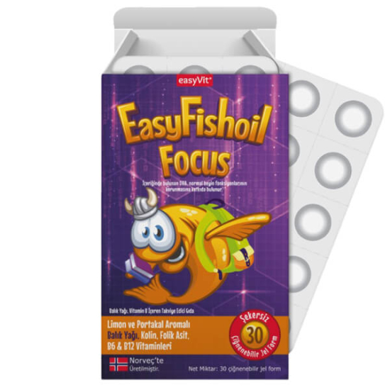 Easy Q Kids çiğnenebilir 30 tablet balık yağı, DHA 295,823 mg, EPA 64,865 mg, B6 B12 folik asit kolin- 1