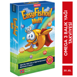 Easyvit - Easy Fish Oil - Easy Fish Oil Multi Omega 3 Çiğnenebilir Tablet 30 Adet Omega 3 Takviyesi Easyvit - Easy Fish Oil - Easy Fish Oil Multi Omega 3 Çiğnenebilir Tablet 30 Adet Omega 3 Takviyesi