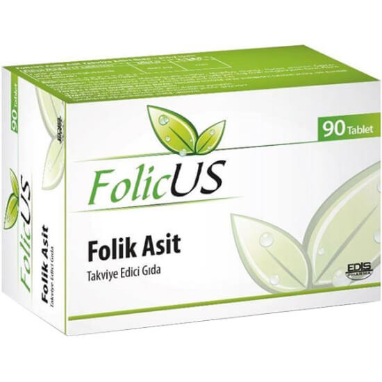 Edis Pharma Folicus Folicus 90 tablet gıda takviyesi kutusu 400 mcg L-metilfolat folik asit içeriği- 1
