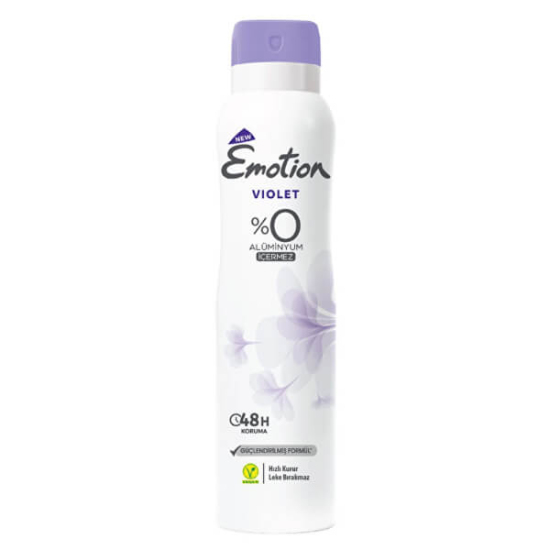 Emotion Deodorant Violet 150 ml sprey deodorant pudrasız leke bırakmaz 48 saat etkili ferah violet koku- 1