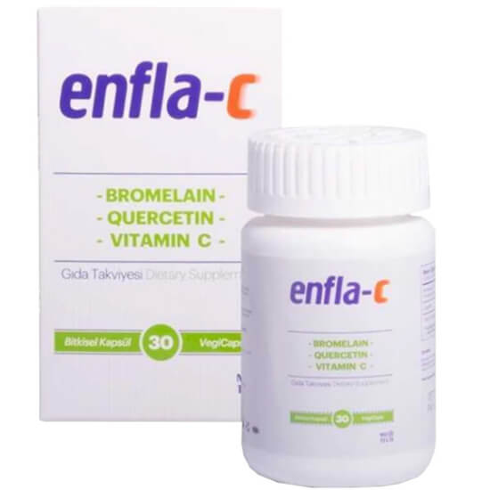 Meditech Enfla-C 30 kapsül C vitamini takviyesi 200 mg C vitamini 600 mg quercetin 80 mg bromelain içerir- 1