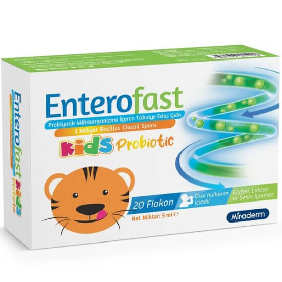 Enterofast Kids Probiotic 20 flakon probiyotik 5 ml 4 mg Bacillus clausii sporları içeren çocuk gıda takviyesi- 1
