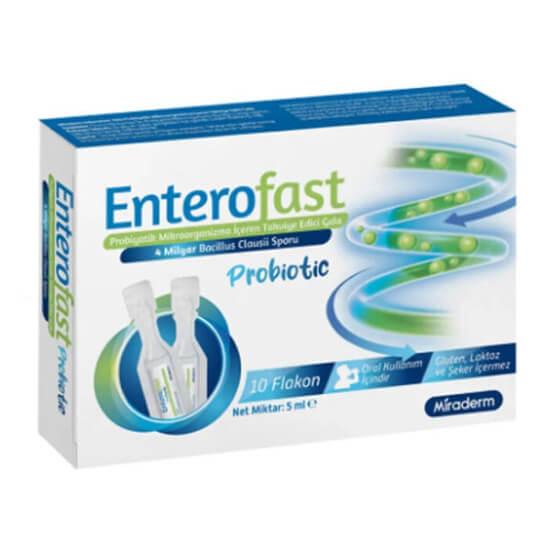 Enterofast Yetişkin Probiotic 10 flakon probiyotik takviye edici gıda kutusu yetişkinler için pratik flakon form- 1