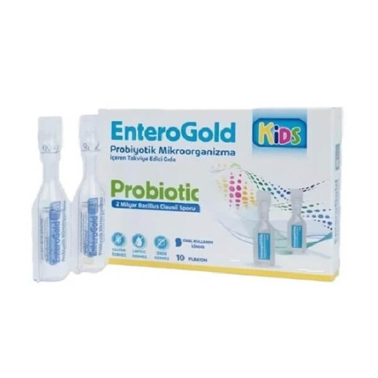 Enterogold Kids Probiotic 10 flakon çocuk probiyotik sıvı gıda takviyesi 1 flakonda 2 milyar Bacillus clausii sporu- 1