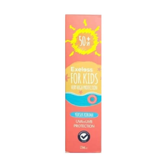 Exeless çocuk güneş kremi SPF50 125 ml hassas ciltlere uygun yüksek koruma krem formu güneş koruyucu tüp ambalaj- 1