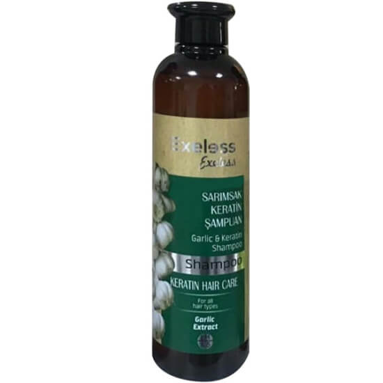 Exeless Sarımsak Keratin Şampuan 400 ml şişe, sarımsak özü ve keratin içerikli, günlük saç temizliği için- 1