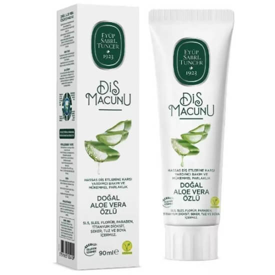 Eyüp Sabri Tuncer doğal aloe vera özlü diş macunu 90 ml tüp, ağız ve diş bakımı için nazik formül- 1