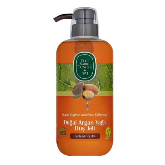 Eyüp Sabri Tuncer argan yağlı duş jeli 600 ml, canlandırıcı etki, pompalı şişe banyo vücut temizliği- 1