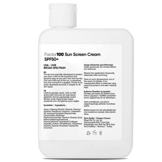 Factor 100 Güneş Kremi SPF50 100 ML - 2