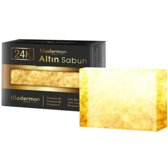 Fitoderman 24K Altın Yüz Sabunu 150 gr 24K altın ve elma kök hücresi içerikli yaşlanma karşıtı yüz temizleme sabunu- 1