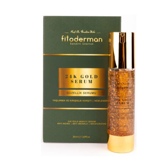 Fitoderman Altın Yüz Bakım Serumu 50 ml şişe, altın içerikli yüz serumu; parlaklık, canlandırıcı, yaşlanma ve kırışıklık karşıtı bakım- 1