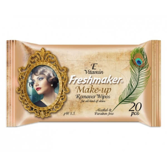 Freshmaker makyaj temizleme mendili 20 adet kompakt paket günlük kullanım için pratik makyaj ve yüz temizliği- 1