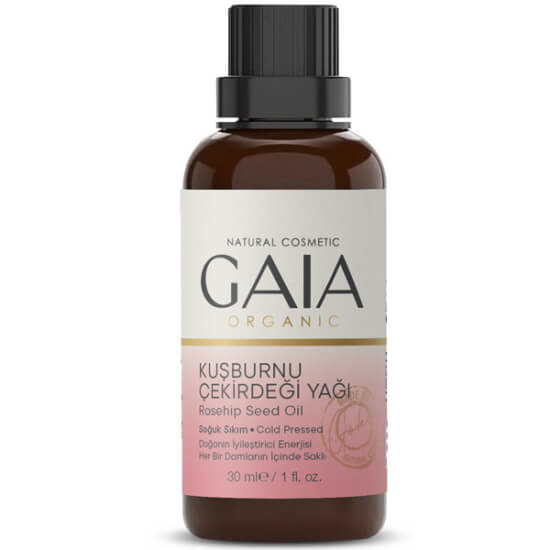 Gaia Organic soğuk sıkım kuşburnu yağı 30 ml şişe, C ve A vitamini içerir, kolajen desteği, yağlı his bırakmaz- 1