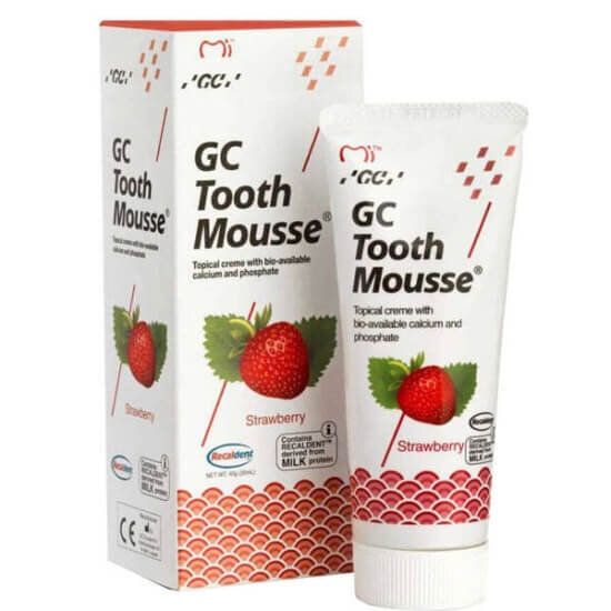 GC Tooth Mousse çilek aromalı 40 g su bazlı diş kremi, CPP-ACP Recaldent kalsiyum fosfat içerikli tüp- 1