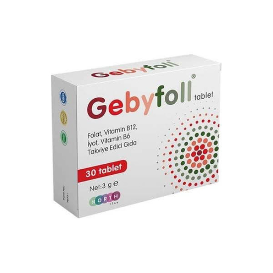 Gebyfoll Tablet Folat Vitamin B12 İyot Vitamin B6 30 Tablet - 1