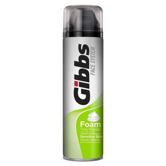 Gibbs Tıraş Köpüğü Hassas Ciltler 200 ml nazik formüllü tıraş köpüğü kutusu, günlük kullanım için pratik köpük- 1