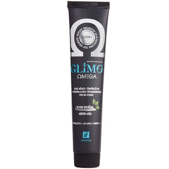 Glimo Omega Doğal Diş Macunu 75 ml kutu ve tüp, aktif kömür ve propolis içerikli, beyazlatıcı etki- 1