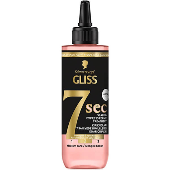 Gliss 7 Saniyede Expres Onarıcı Bakım Kürü 200 ml kırık uçlu saçlar için onarıcı bakım üzüm çekirdeği yağı içerikli- 1