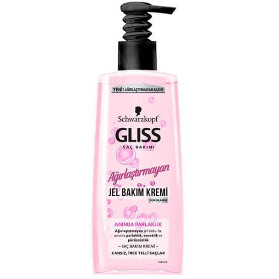 Gliss ağırlaştırmayan jel saç bakım kremi anında parlaklık, jel doku, cansız ince telli saçlar için, 200 ml- 1
