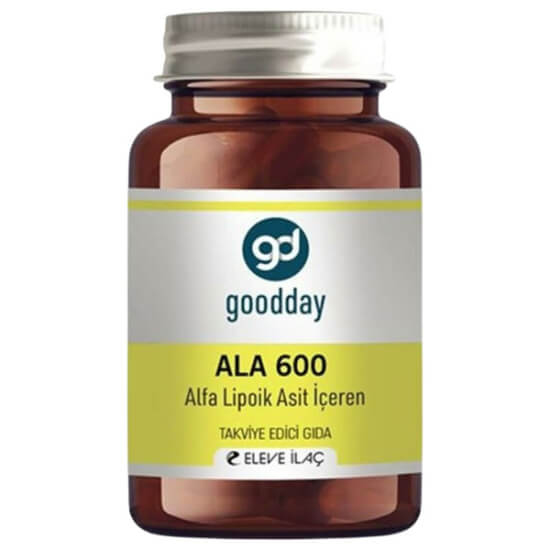 Goodday Alfa Lipoik Asit ALA 600 mg 60 enterik kapsül gıda takviyesi kutusu yetişkinlerde günde 1 kapsül- 1