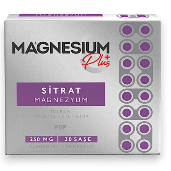 Goodday Magnesium Plus Sitrat 30 saşe toz form, 1 saşede 250 mg magnezyum ve 10 mg B6 içeren takviye edici gıda- 1