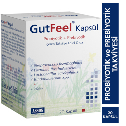Assos Pharma - Gut Feel Probiotik Prebiotik 20 Kapsül Probiyotik Takviyesi Assos Pharma - Gut Feel Probiotik Prebiotik 20 Kapsül Probiyotik Takviyesi