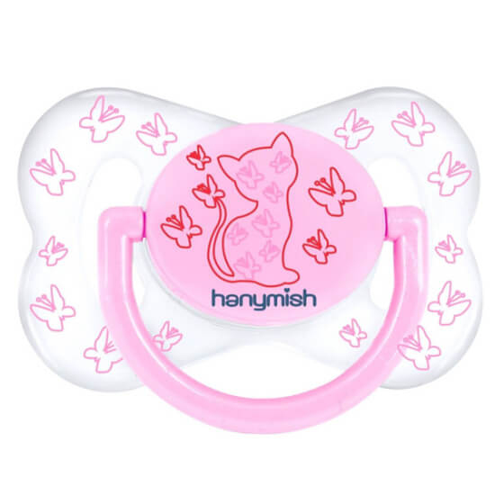 Hanymish 109 şeffaf damaklı emzik No1 pembe 0-6 ay bebek emziği şeffaf silikon uçlu pratik tasarım- 1