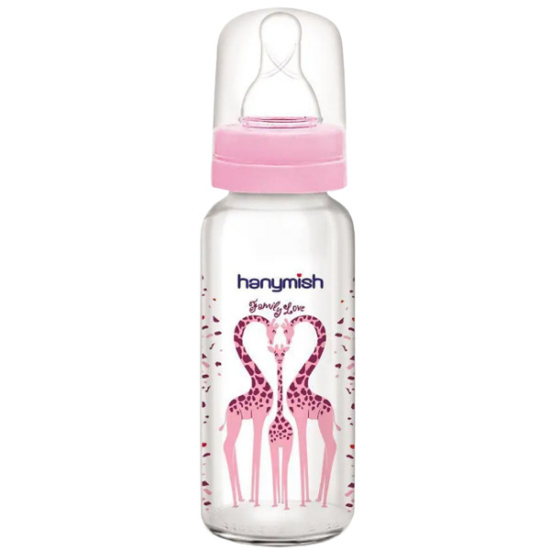Hanymish 403 Kulplu Cam Biberon 125 ML Pembe - 1
