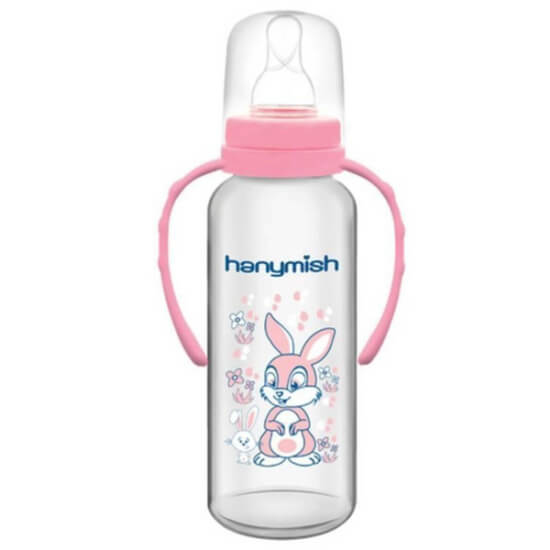 Hanymish 433 kulplu PP biberon 240 ml bebek biberonu, kolay kavrama için çift kulplu tasarım, ölçü skalalı gövde- 1