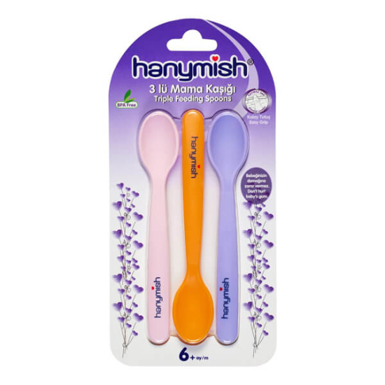 Hanymish 510 mama kaşığı 3’lü set bebek beslenme kaşığı hijyenik güvenli pratik kullanım 3 adet kaşık- 1