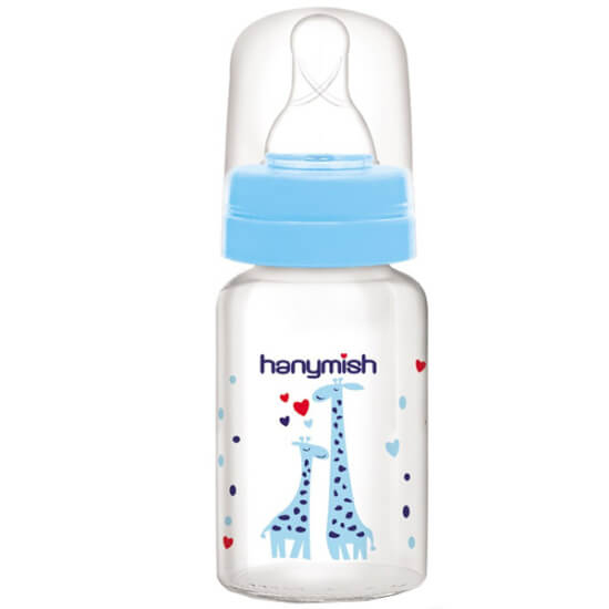 Hanymish 240 ml cam bebek biberonu dayanıklı cam gövde ölçü çizgili şeffaf biberon ve silikon emzik başlık- 1