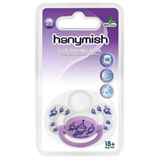 Hanymish Cute damaklı silikon emzik No3, ortodontik uçlu, koruyucu kapaklı bebek emziği- 1