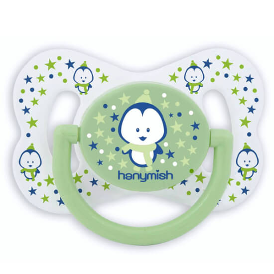 Hanymish Cute damaklı emzik No3 yeşil 18+ ay bebek emziği ortodontik uç koruyucu kapaklı- 1