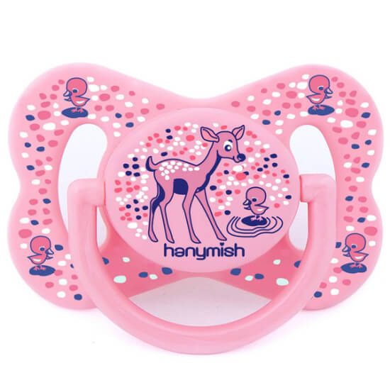 Hanymish Joy damaklı emzik No3 pembe 18+ ay için doğal yumuşak kokusuz ortodontik bebek emziği- 1