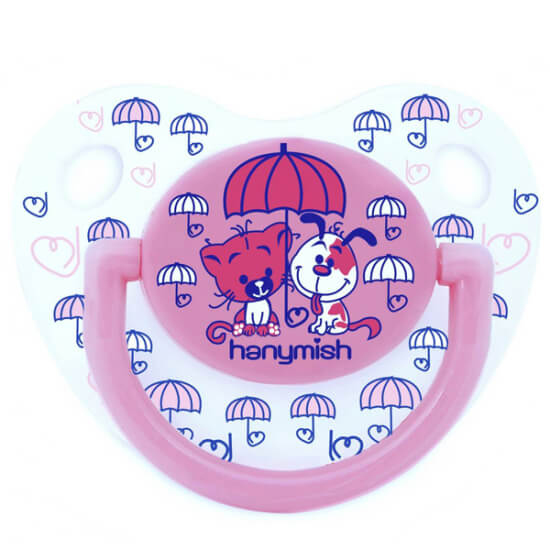 Hanymish Mini damaklı emzik No2 pembe 6-18 ay için mini doğal yumuşak kokusuz bebek emziği- 1