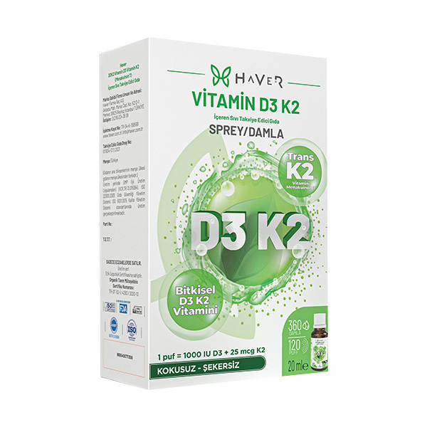 Haver Bitkisel D3 K2 Sprey 20 ML D3 K2 Vitamini