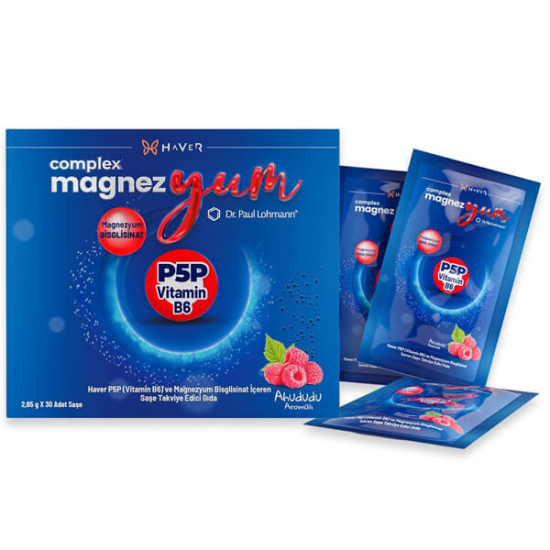Haver Complex Magnezyum Night 30 saşe 30 adet, 200 mg magnezyum ve 5,10 mg B6 vitamini, ahududu aromalı toz- 1
