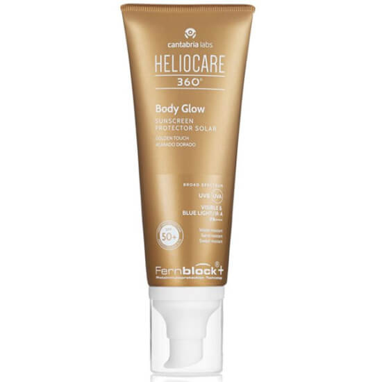 Heliocare 360 Body Glow SPF50 100 ml vücut güneş kremi, yüksek koruma, parlak altın bitişli, tüm cilt tonlarına uygun- 1